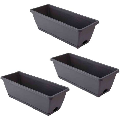 Uppsättning ave 3 balkongplantor - 3 x 6 L - 50 x 15 x 12 cm - Anthrazit