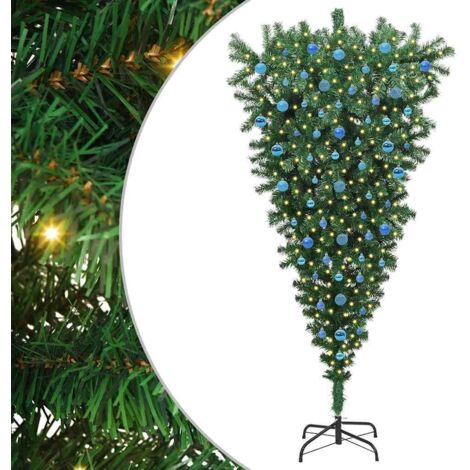 Upside-down Artificial Pre-lit Christmas Tree with Ball Set vidaXL