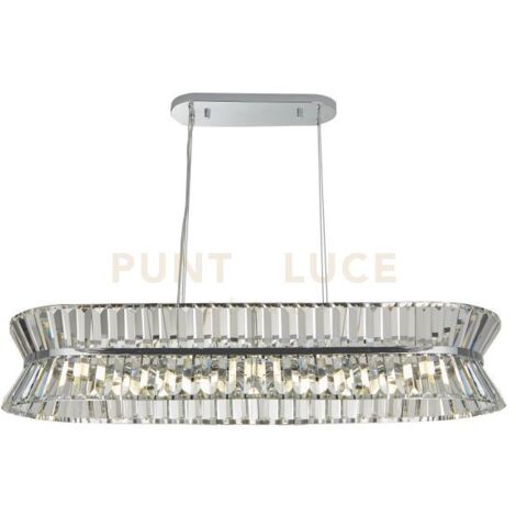Uptown 10Lt Oval Pendant - Metallo cromato e cristallo trasparente