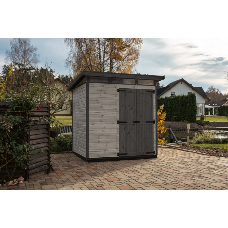 Upyard - Abri de Jardin Strongbox l - Robuste Cabane à Outils en Bois avec Fondation wpc Résistante à l'humidité et Toit en Plastique résistant,