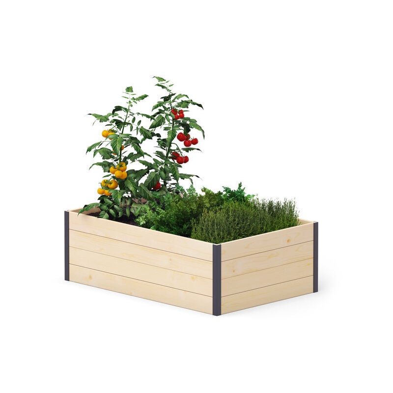 Upyard GardenBox Modern - jardinière surélevée ergonomique en bois pour terrasse et jardin, 120x80x40, bois naturel - transparent