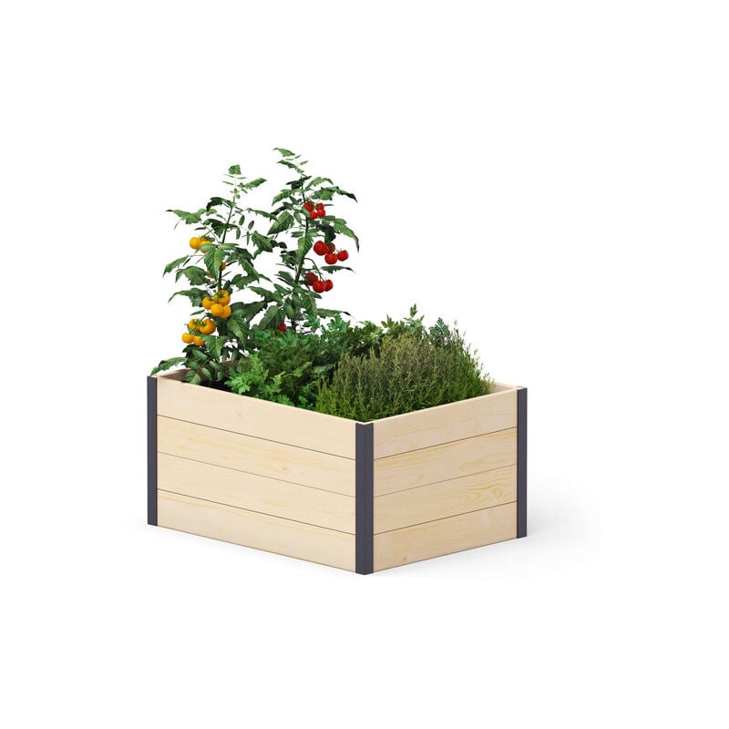 GardenBox Modern - jardinière surélevée ergonomique en bois pour terrasse et jardin, 80x60x40, bois naturel - transparent - Upyard