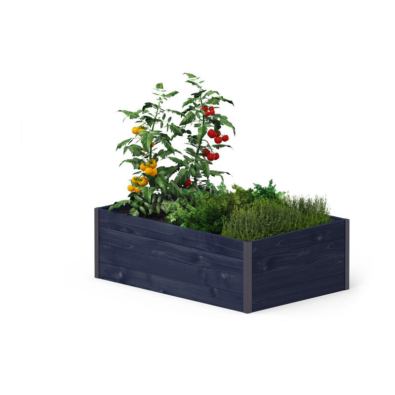 GardenBox Modern - jardinière surélevée ergonomique en bois pour terrasse et jardin, 120x80x40, noir - black - Upyard
