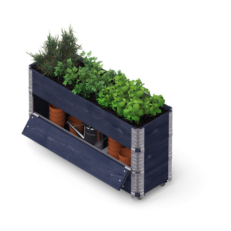HerbsBox Advanced - bac à herbes avec roulettes et rangement, 120x40 cm, noir - Upyard