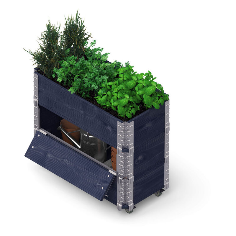 HerbsBox Advanced - bac à herbes avec roulettes et rangement, 80x40 cm, noir - Upyard