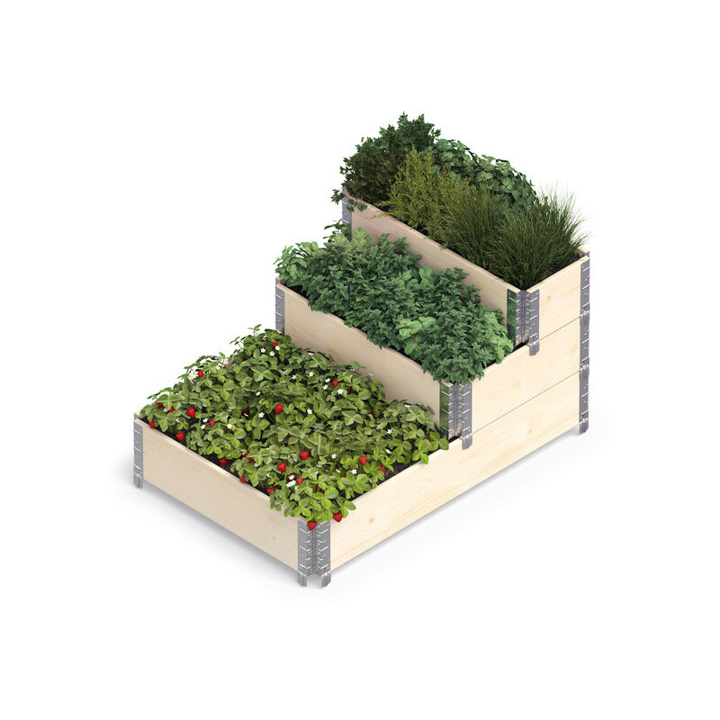 Upyard - Stepped Bed- moderne jardinière surélevée en bois de palette, 120x80 cm, bois naturel - transparent