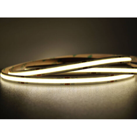 UQS-COB-12W-NW-12V-5m: Striscia LED COB professionale, 12W, 480 chip/m, CRI 90, 12V, bianco neutro, 4000K, IP20, 5m