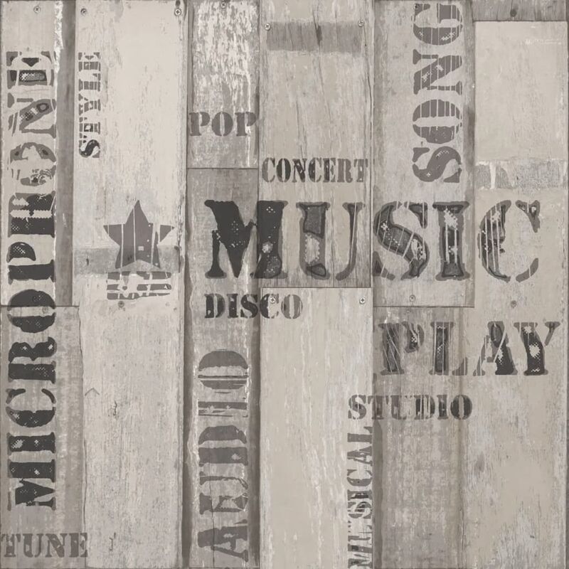 

Papel pintado tablas madera palabras gris negro - Multicolor - Urban Friends&coffee