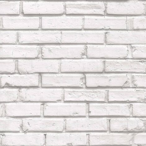 Urban Friends & Coffee Papier peint Briques Gris et blanc