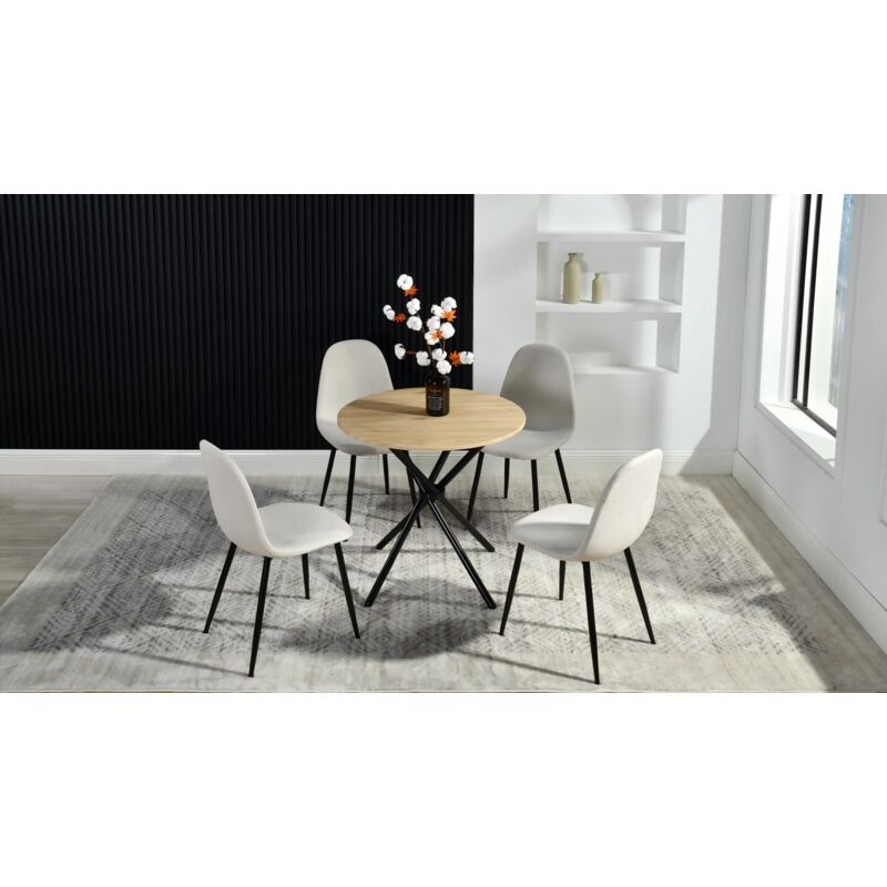 Ensemble table et 4 chaises de salle à manger effet bois et pieds noirs - Urban Meuble