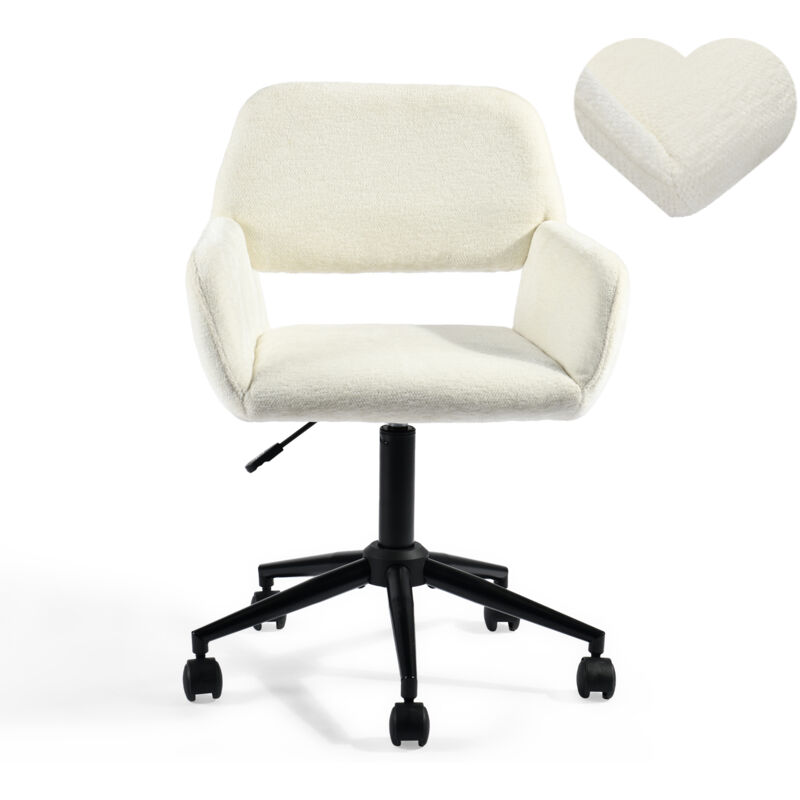 Urban Meuble - Chaise de bureau en tissu éponge beige, réglable en hauteur, rotation à 360°