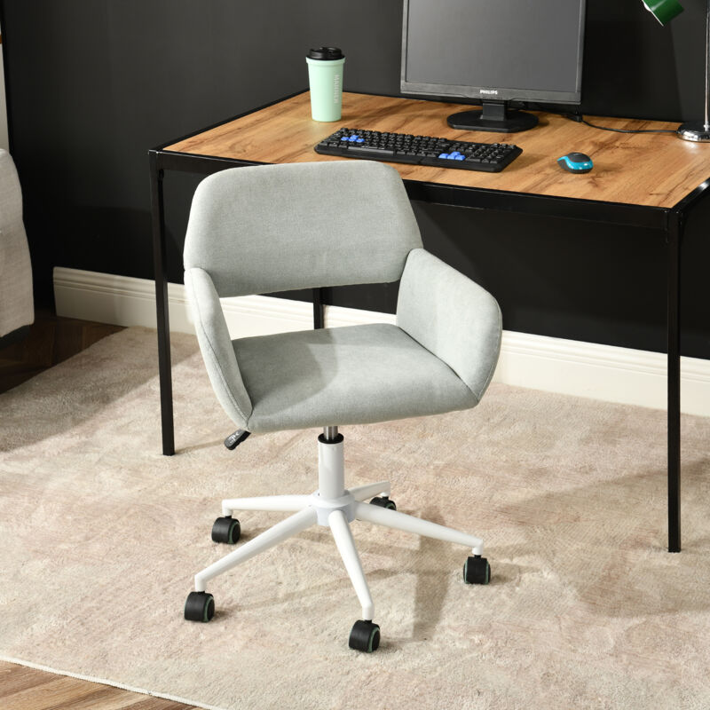 Urban Meuble - Chaise de bureau tissu vert pâle, réglable en hauteur, rotation à 360°