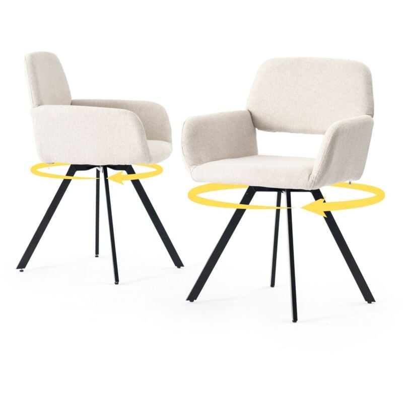 Lot de 2 chaises de salle à manger scandinaves rotative tissu beige - Urban Meuble