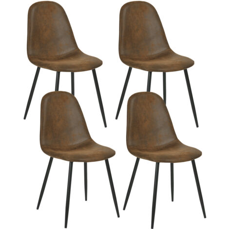 Urban Meuble – Lot de 4 chaises scandinaves vintage marron en suède – Hauteur 86 cm – Ergonomiques avec pieds noirs – Confort optimal pour salle à manger