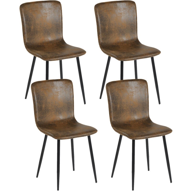 Lot de 4 chaises de salle à manger vintage marron suède pied noir - Urban Meuble