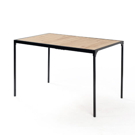 URBAN MEUBLE Table de salle à manger rectangulaire effet chêne de style industriel pieds noirs 120x75cm