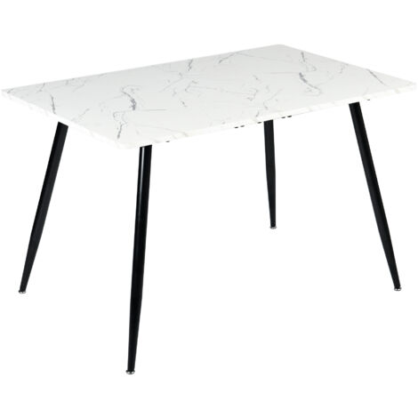 URBAN MEUBLE Tavolo da pranzo rettangolare con effetto marmo bianco in stile scandinavo, 120x75cm