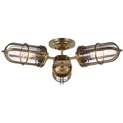 Urban Restoration Feiss 3 Light Semi Flush Dark Antikmessing IP44