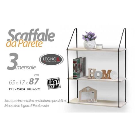 Urban Wandregal einfache Montage Metall Holz cm 65 x 17 x 87 h