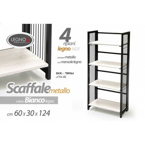 Urban White Holz Metallregal 4 Regale cm 60 x 30 x 124 h
