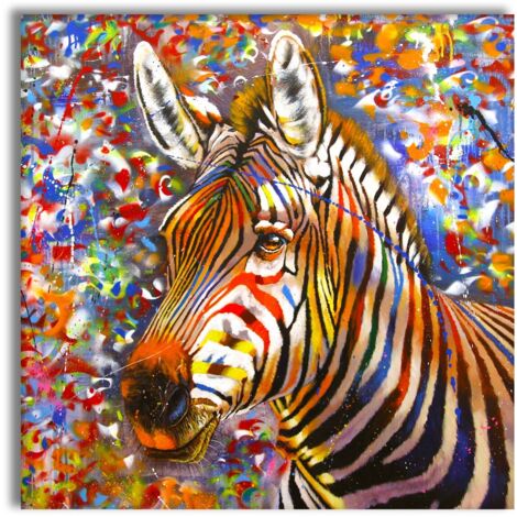 URBAN ZEBRA - Quadro stampato su Canvas e montato su telaio in legno - Misura: 100x100 cm