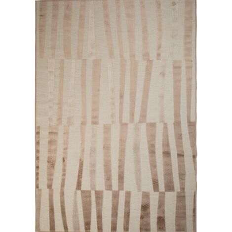 URBANO LIGNES - Tapis à relief moderne marron clair 120x160