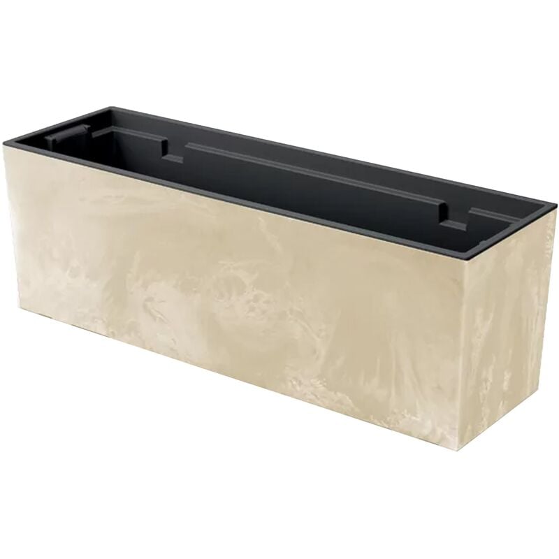 Pot d'effet Beton de cas d'urbi, avec dépôt, dimensions (mm) 580x180x195, couleur crème - Beige