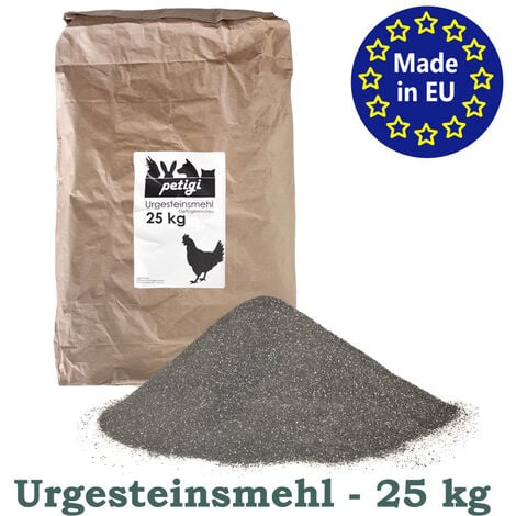 Urgesteinsmehl 25 kg Geflügeleinstreu Staubbad Sandbad Steinmehl Zeolith für Hühner Wachteln Sandbaden Diabas Hühnerstall Badesand Pulver Petigi