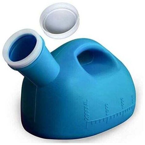 Urinal für Männer mit Deckel, großes Fassungsvermögen 2000 ml/66 oz, auslaufsicher, für Krankenhaus, Inkontinenz, Senioren, Reisen, Camping, Blau