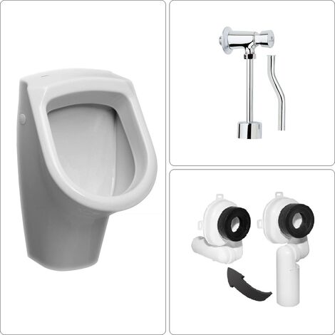 Urinal Zulauf von oben mit Druckspüler und Ablauf