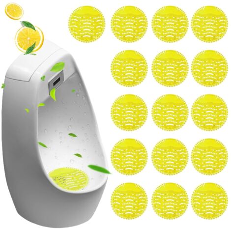 Urinaldufttabletten, Urinalsieb, 16 Stück Urinalsiebe mit Duft (Zitrone), Urinalsieb mit Erfrischungseffekt, Deodorant für Urinalsiebe, Spritzschutz für Urinalsiebe