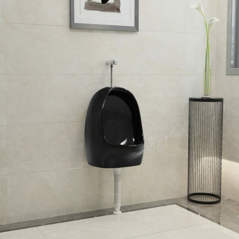 

Urinario de pared con válvula de descarga cerámica negro