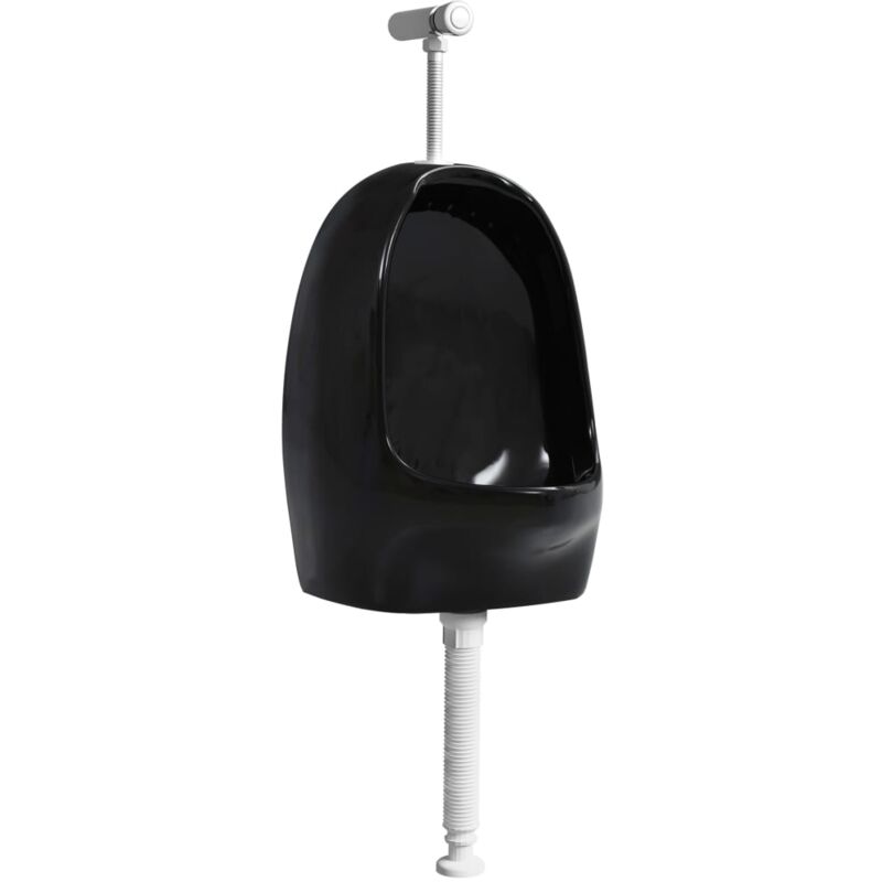 

vidaXL Urinario de pared con válvula de descarga cerámica negro - Negro