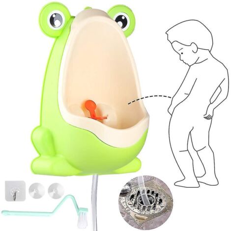 Urinoir d'apprentissage de la propreté en forme de grenouille, avec tube de vidange, pour garçons et enfants. Cible de visée amusante.