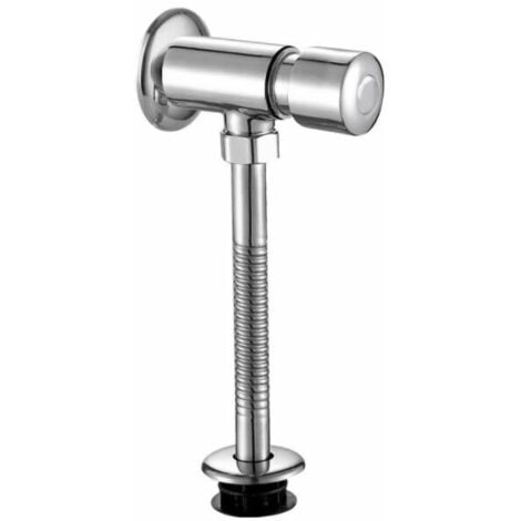 DHKLFA Urinoir Robinet de Chasse Urinoir Urinoir Robinet de Chasse Chrome Mur Monté Type de Bouton Placard Exposé Retard Manuel Arrêt Automatique pour Salle De Bains WC