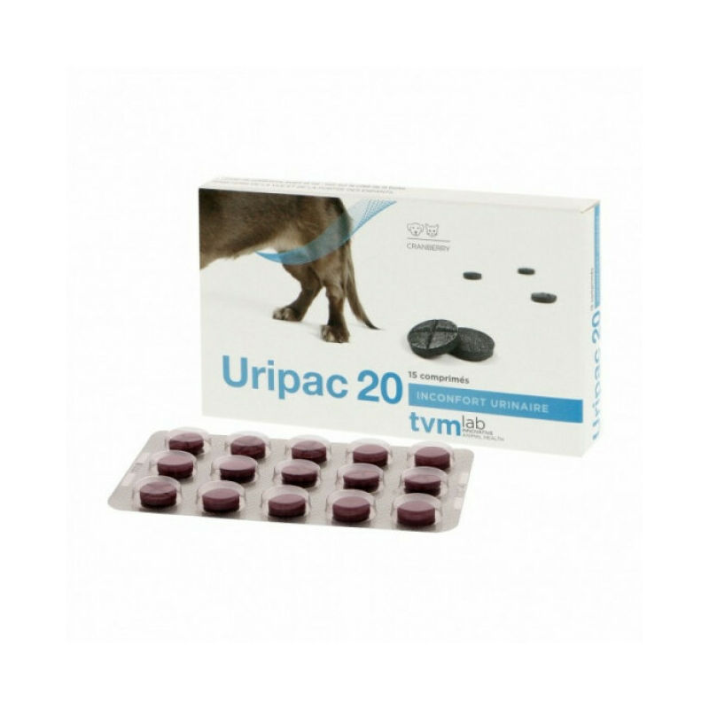 Uripac complément contre l'inconfort urinaire chien et chat 20 mg 15 comprimés - TVM
