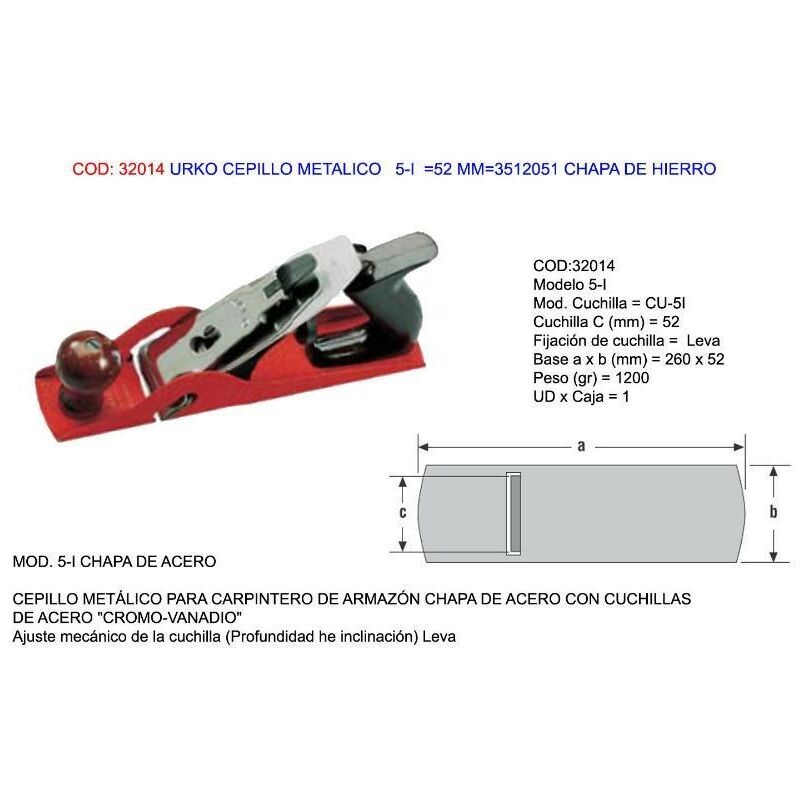 

urko finstock cepillo metalico 5-i 52 mm 3512051 chapa hierro - Mibricotienda