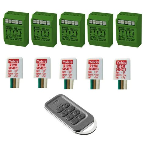 Urmet – Kit d'automatisation pour 5 volets roulants – Moteur 230V 2A – Portée 250m – Télécommande 8 boutons – Compatible Somfy et autres