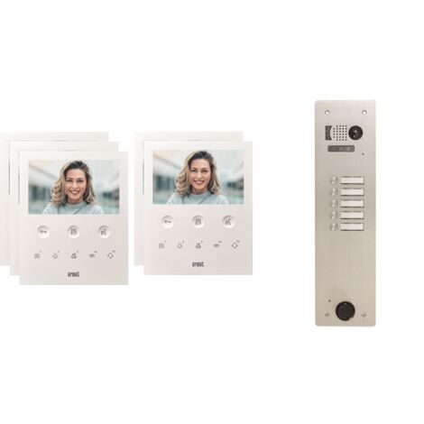 Urmet – Kit visiophone 1 rangée 5 écrans – Écran LCD 4,3 pouces – Alimentation 230 Vca – Montage encastré ou saillie – Compatible appareil auditif