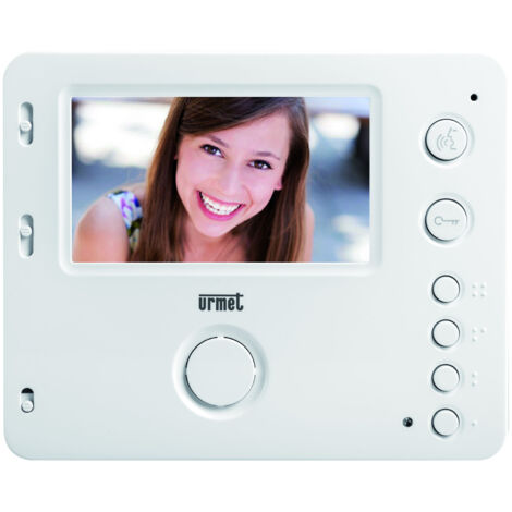 Urmet – Moniteur couleur mains libres 4,3'' – Écran LCD 16:9 – Fixation murale métal – Compatible appareil auditif – Vidéosurveillance intégrée
