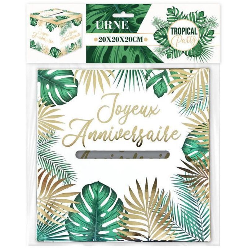 Urne Décorative - STC - Tropical Party - Carton Épais - 20 cm - Montage Facile