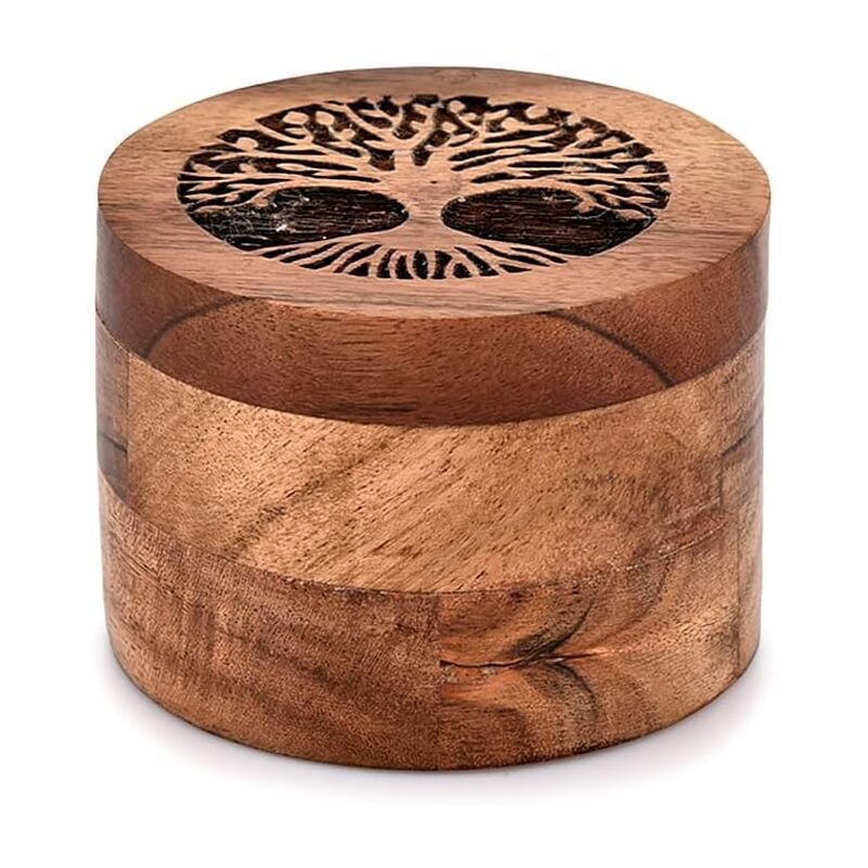 Urne en Bois d'acacia Faite à la Main pour Cendres humaines, Arbre de Vie en Bois pour Cendres – Urne funéraire pour Cendres d'animaux de Compagnie