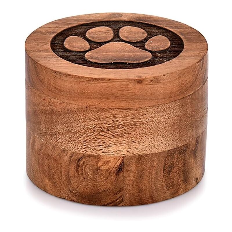 Urne funéraire décorative en bois d'acacia pour cendres de chiens, chats (8,9 x 8,9 x 6,3 cm)