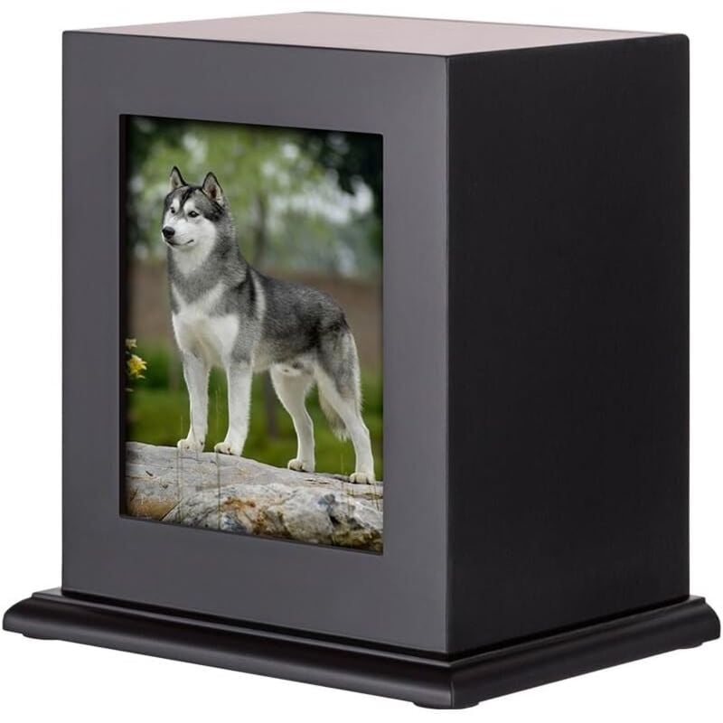 Urne funéraire pour Animaux de Compagnie, Chien ou Chat, urne funéraire commémorative en Bois Massif Pur avec Cadre Photo