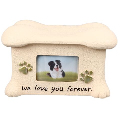 Urne funéraire pour chien en forme d'os avec couvercle et espace photo - Boîte souvenir pour cendres animales - Urne cinéraire pour animaux de compagnie