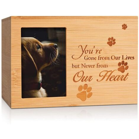 Urnes pour Animaux de Compagnie, boîte à Cendres de Chien en Bois Cercueil Souvenir commémoratif Cadeau Photo boîte Porte-Cendres pour Animaux de Compagnie avec Cadre Photo