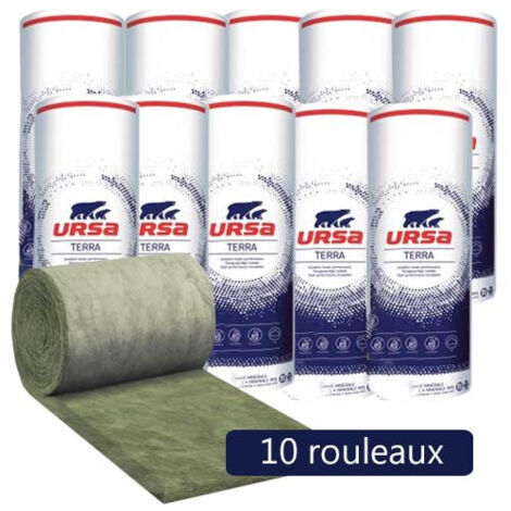 Ursa – Lot de 10 rouleaux de laine de verre acoustique 900mm – Épaisseur 45mm – Surface 145,80m² – Valeur R 1.10 pour cloisons