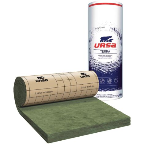 Ursa – 8 rouleaux laine de verre 100mm – Revêtement kraft pour isolation thermique et acoustique – Surface 51,84m² – Valeur R 2.85