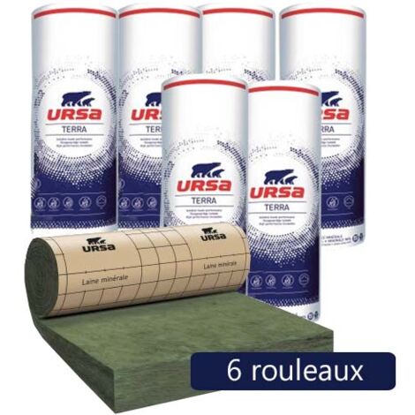Ursa – 8 rouleaux laine de verre semi-rigide revêtu kraft – Épaisseur 140mm – Longueur 4600mm – Surface 44,16m² – Valeur R 4.0