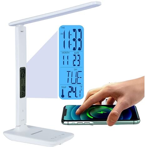 Lampe de bureau LED avec chargeur induction 10W   - Shopping et  Courses en ligne, livrés à domicile ou au bureau, 7j/7 à la Réunion